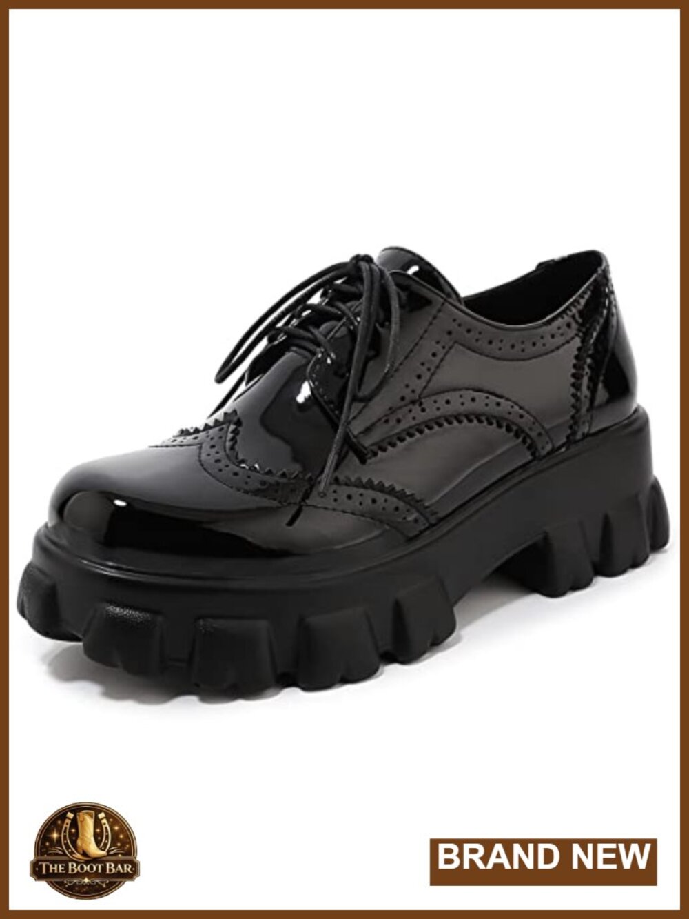 Platform Oxford Shoes Chunky Loafers Goth Buckle Lace-Up Round Toe